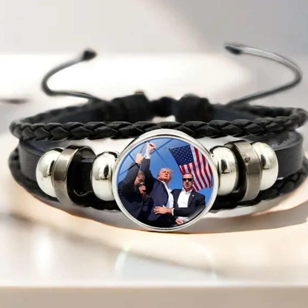 Trump Fight Braided Leather Bracelets! 3 Color Choices!